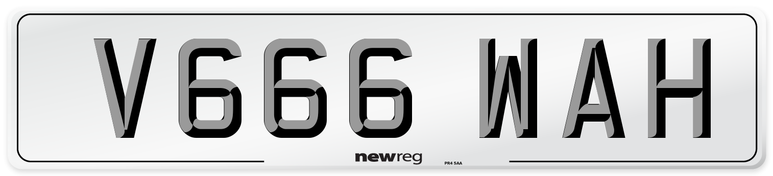 V666 WAH Number Plate from New Reg